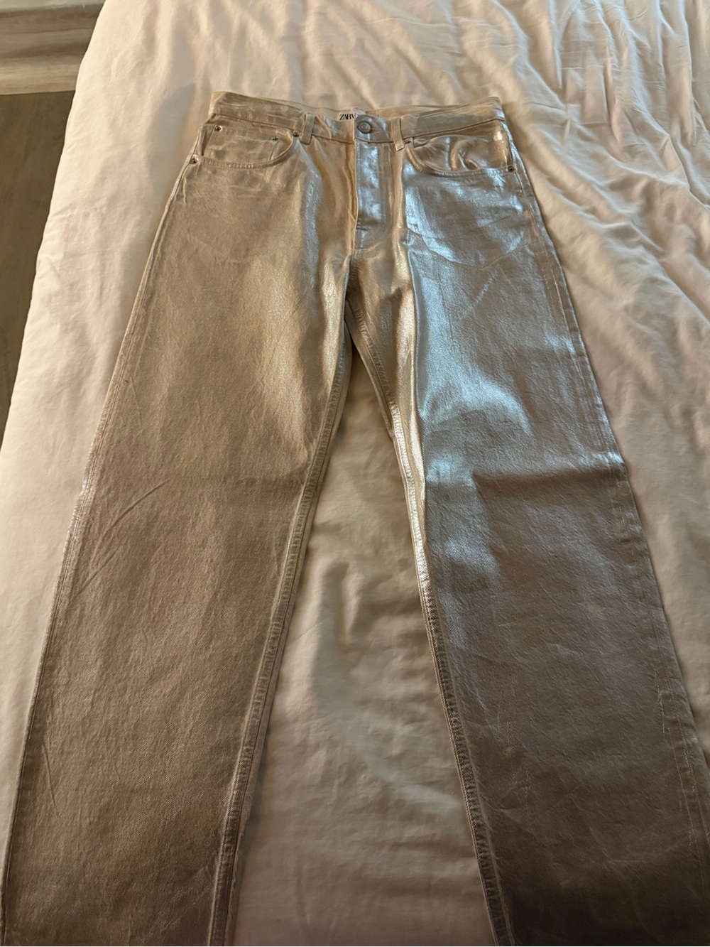 Zara Metallic Silver Jeans